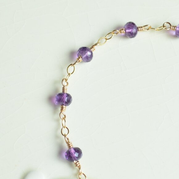 Amethyst Bracelet in Gold - Handmade - Picture 3 of 9
